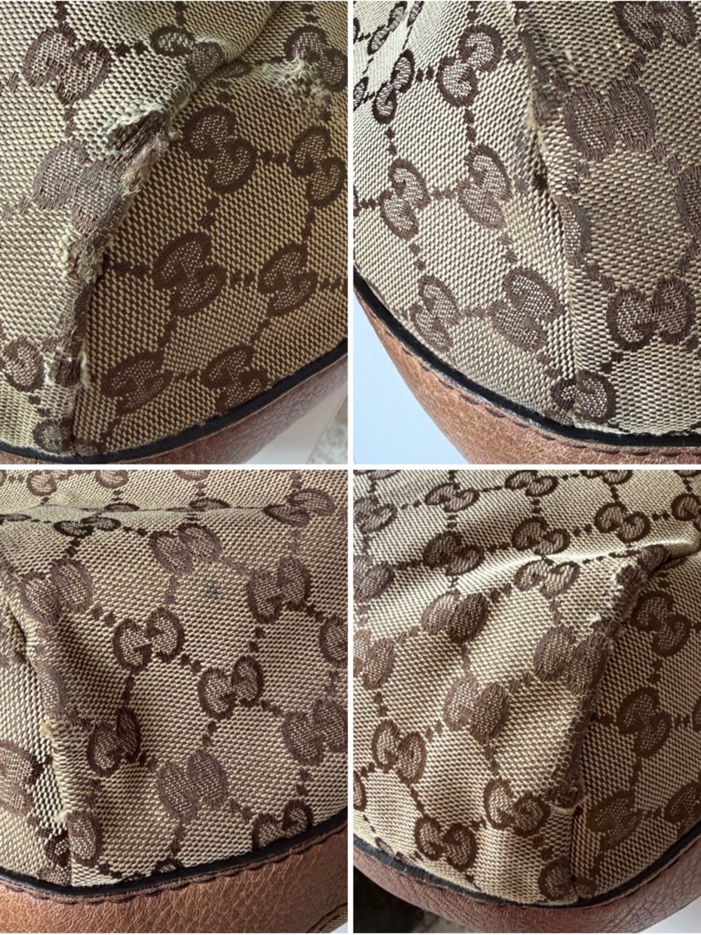 Gucci GG Canvas Bamboo Hobo Bag Brown Leather Braided Strap - Picture 3 of 12
